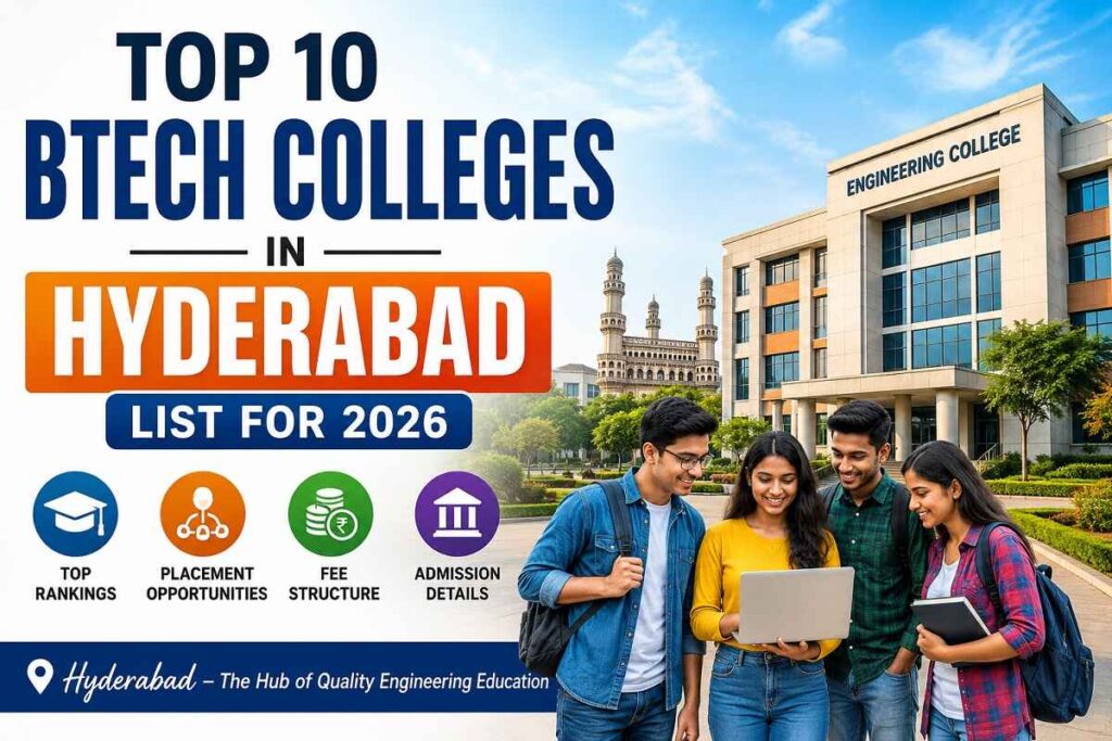 Top BTech colleges in Hyderabad 2026 ranking list with campus and students