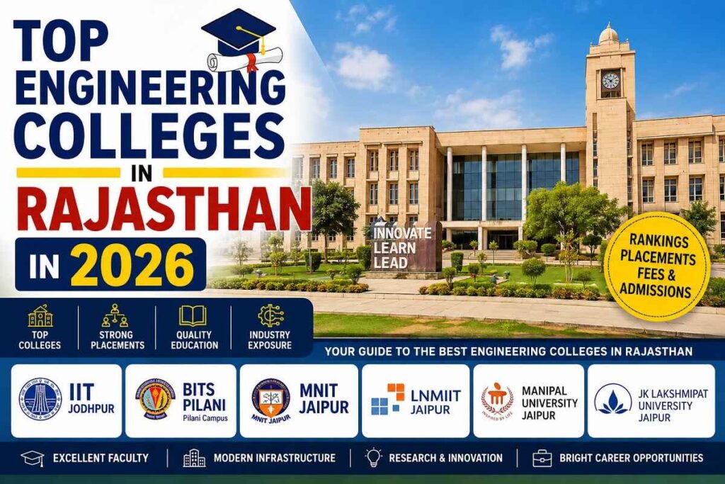 Top Engineering Colleges in Rajasthan in 2026 including IIT Jodhpur, BITS Pilani, MNIT Jaipur, and LNMIIT Jaipur