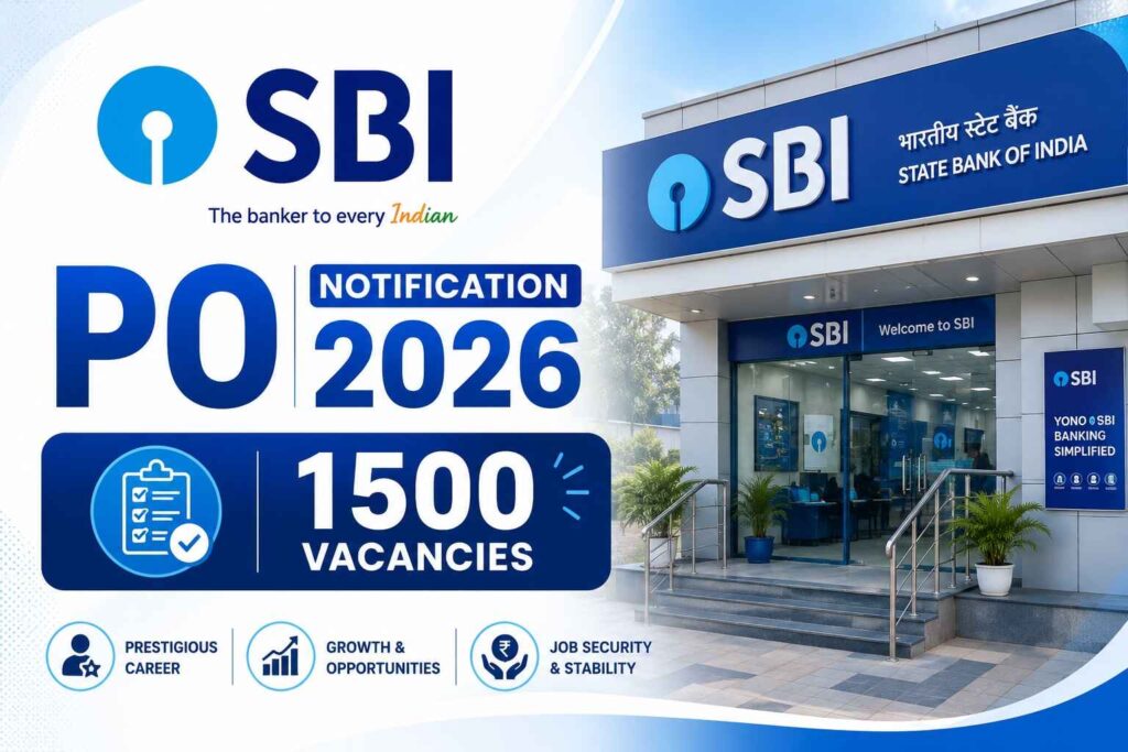 SBI PO Notification 2026 announcing 1500 Probationary Officer vacancies